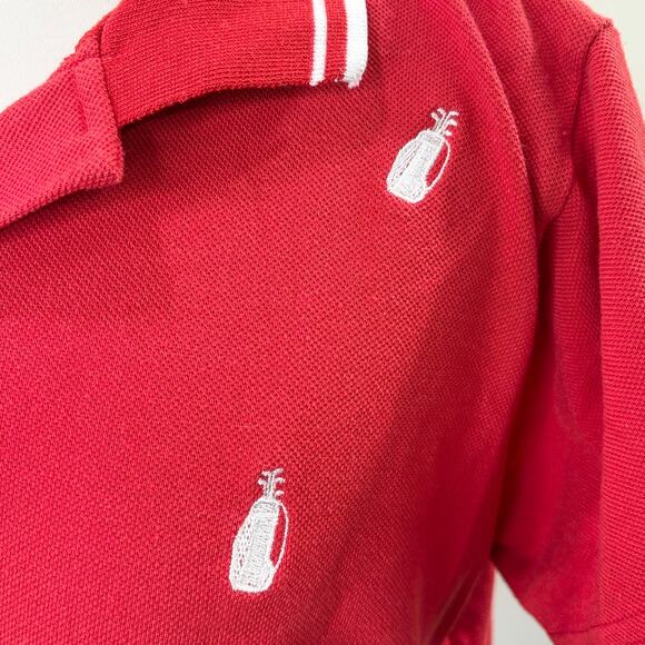 Allyson Whitmore Size M Vintage AW Golf Polo Embroidered Clubs Bag Red White - Picture 3 of 12